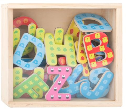 small foot Magnet Holzkiste Educate aus Holz, mit 37 Buchstaben das ABC Lernen und erste Wörter schreiben, 10732