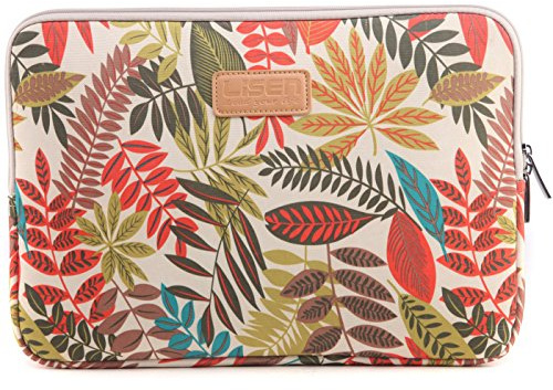 BSLVWG 10-15 Pouces Forest Series Motif Toile Imperméable pour Ordinateur Portable 13,3 Pouces Compatible avec MacBook Air Manchon pour MacBook Pro 13 (14 Pouces, Kaki)