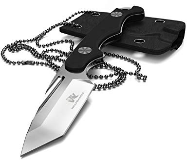 Wolfgangs ACUS Neck Knife Messer - inklusive Kydex Scheide und Kugel Halskette zum umhängen - Mini Survival Outdoor Messer für verstecktes tragen (Acus - Silber)