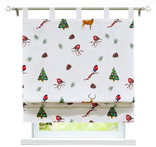 ESLIR Raffrollo mit Schlaufen Gardinen Wohnzimmer Raffgardine Blickdicht Schlaufenrollo Vorhänge Modern Elch Muster BxH 100x140cm 1 Stück