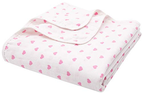 ZOLLNER Couverture pour bébé en Mousseline, Coton, 120x120 cm, 2 Plis, cœur