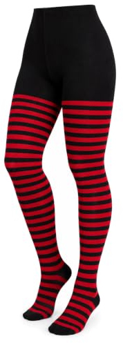 Weri Spezials Damen Strumpfhose Baumwolle Warm Weich Gestreift Bequeme Winter Strumpfhose Damen
