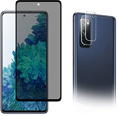 AiMok [1 Stück Privacy Glasfolie Kompatibel mit Samsung Galaxy S20 FE + [2 Stück] Kamera Glasfolie Schutzfolie, [Anti-Spy] [Kratzfest] [Doppelschutz] 9H Härte Blickschutzfolie