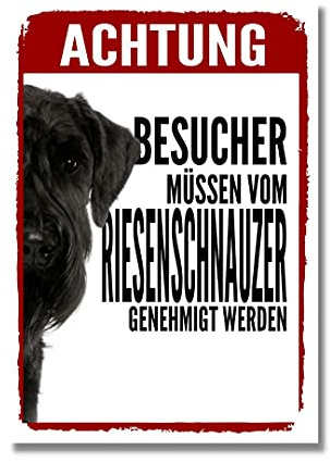 Riesenschnauzer Genehmigung Dog Schild Spruch Türschild Hundeschild Warnschild Geschenkidee Sicherheitsschild Hund Privatgrundstück Hundewarnung Warnung vor dem Hund