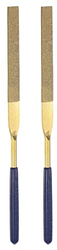 sourcing map Lot de 2 limes à aiguilles diamantées, 4,5 mm x 180 mm, revêtement en titane avec poignées plates pour métal, bois, pierre, marbre