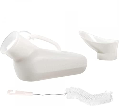 Urinal für unterwegs, Unisex, 800 ml, Weiß, inklusive Aufsatz und Urinflaschen-Reinigungsbürste