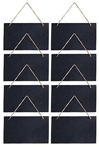 Navaris 8X Schiefertafel zum Aufhängen horizontal - 25x15cm Schiefer Kreidetafel Set klein - Tafel Schieferplatte zum Beschriften - Wand Notiztafel