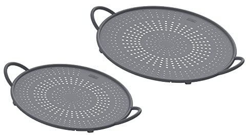 KUHN RIKON Spritzschutz Silikon Set grau 2 Stk, für Bratpfannen und Woks | Ofentauglich bis 230 °C, Geeignet für Mikrowelle und Gefrierschrank