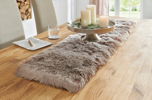 Tischläufer Kunstfell Tischand, Mitteldecke (beige-braun, 30x120 cm) | in verschiedenen Farben / Größen und Ausführungen
