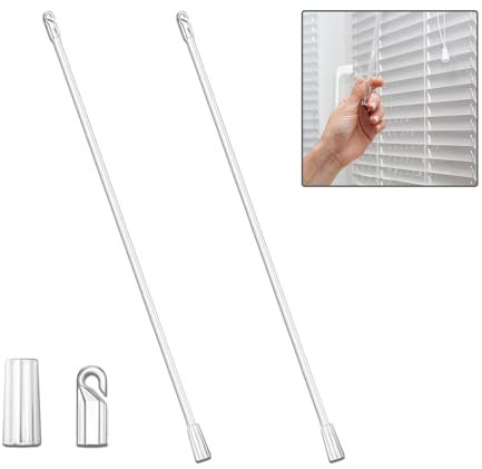 Sicheii, 43,2 cm langer vertikaler Rollostab, Fensterrollo-Kippstange, Jalousien-Neigungsstab-Ersatz mit Haken und Griff, Jalousien-Ersatzstab klar, Jalousien-Steuerstab-Teile, Öffnerzubehör (2 Stück)