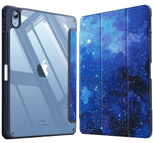 FINTIE Hybrid Case for iPad A16 11th Gen 11 Inch & iPad 10th Gen 10.9 Inch | Shockproof Clear Acrylic Cover with TPU Frame, Built-in Pencil Holder, Auto Wake/Sleep, Starry Sky