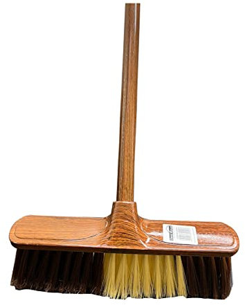 Best House Wooden Effect Broom With Handle Set, Floor Cleaning Sweeping Brush for Home, Office, Patio, Garden, Kitchen Indoor and Outdoor Used - 1.2 Metres Long Stick (1 Set)