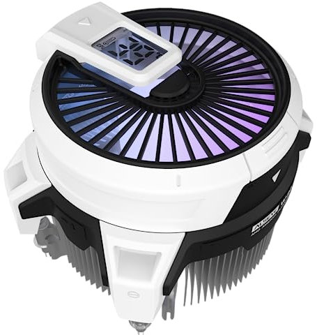 ALSEYE W90 CPU Cooler, Temperature Display CPU Cooler for Small PC Cases, Built-in Powerful 90mm ARGB Lighting Fan and 40mm High Performance Heat Column (W90 AMD Version)