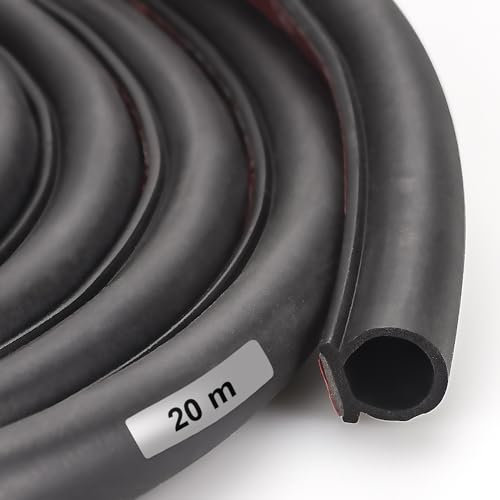 ZENGSHI LIFE MUSEUM - Bande d'étanchéité autocollante pour portes, fenêtres - Anti-collision, acoustique, étanche à l'eau et à la poussière - 20 m (Noir, Caoutchouc, 13 mm x 12 mm, 20 m)