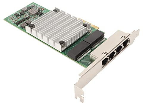 Bewinner Adaptador de Red PCIe Gigabit de 4 Puertos, Tarjeta Nic Ethernet RJ45 de 10/100/1000 Mbps, Controlador LAN de Tarjeta WiFi PCIEx4 para Computadoras de Escritorio