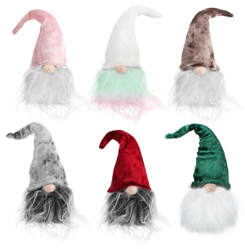 com-four® 6X Premium Weihnachts-Wichtel - winterliche Zwergen-Figur mit Zipfelmütze - skandinavische Deko-Trolle - schwedischer Gnom mit Bart und Langer Wintermütze als Weihnachtsdeko
