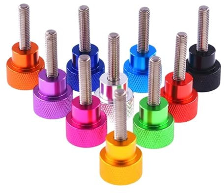NORAZE 2 Stück Rändelschraube aus Aluminiumlegierung, M3, M4, M5, M6, Aluminium-Rändelkopf, Edelstahlgewinde, handfester Rändelschraubenbolzen (Color : Black, Size : M5x20)