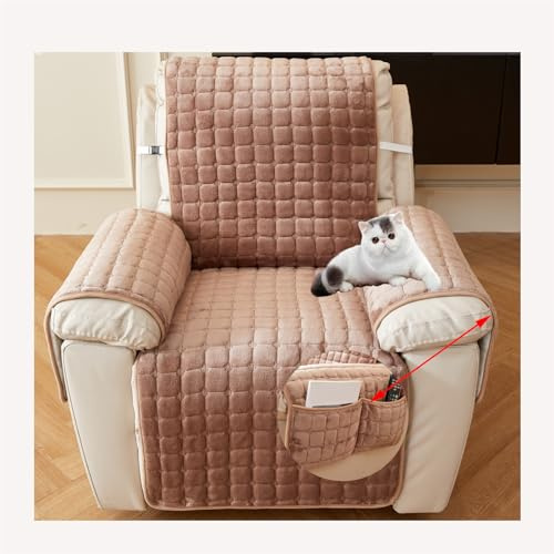 HYRAM Sofa Armlehnenbezüge, Sesselschoner Sesselauflage, Fernsehsessel Schutzbezug Anti-Rutsch,Relaxsessel Bezüg Sesselüberzug Für Zuhause Mit Kindern Und Haustieren Hund (1 seat(53 * 190CM),Coffee)