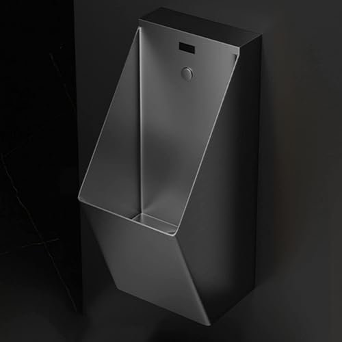 MegLob Wandmontierte Urinale, Urial Aus Edelstahl 304 Für Männer, Moderne Toilette Mit Automatischer Spülung Für Männer, Kommerzielles Männerbad Zum Pinkeln,Schwarz