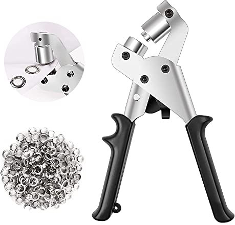 DDYYZZ Ösen-Werkzeug-Set, tragbare Hand-Ösen-Stanzmaschine, Ösenzange, Handpresswerkzeug mit 500 Ösen mit 38-Zoll-Ösen/66