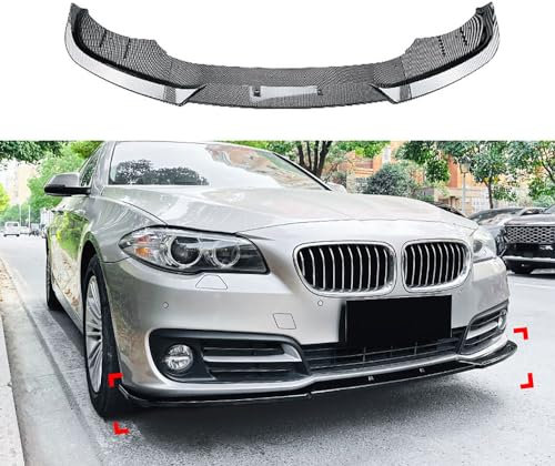 QUNINE Auto Frontlippe Frontspoiler für BMW 5 Series F10 F11 LCI 2015-2017, Frontstoßstange Lippe Spoiler Lip Splitter Diffusor Auto Frontspoiler Auto Zubehör,2 Carbon Fiber Texture