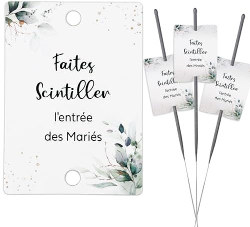 50Pz Etichette Regalo Scritte Francesi Etichette per Scintille Luminose Matrimonio Bastoncini Luminosi Fluorescenti Decorazioni Nuziali Anniversario Natale Candele Feste Compleanno