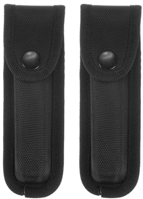 QUARKZMAN 2Pcs Étuis pour Couteau de Poche en Nylon 5,8 x 1,8 à Porter Horizontalement ou Verticalement avec Boucle de Ceinture, Étui pour Couteau Pliant avec Fermeture à Pression, Noir