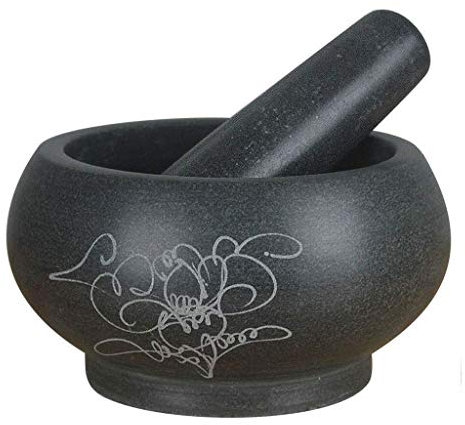 EUTYRG Juego de mortero y mortero, Piedra Natural Tallada a Mano, diseño Creativo, para Picar ajo, Cocina, moler Alimentos, mortero de Piedra