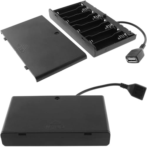 Greluma 2 St 8 AA batterihållare med USB-kabel, 12V 8 platser Batterihållare med USB honuttag, 8 x 1,5V AA batteriväska Boxhållare med på/av-brytare för RC-bilar LED-ljus