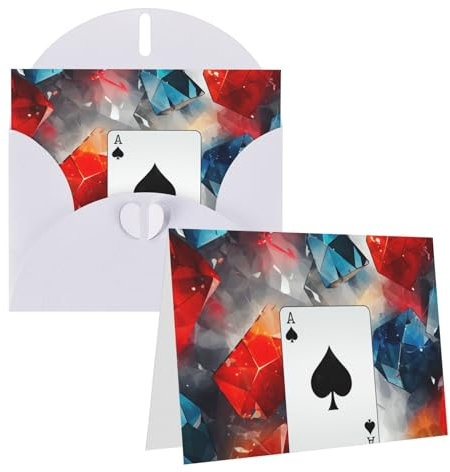GFLFMXZW Polygonale Spielkarten, Druck-Grußkarten, Blanko-Notizkarten mit Umschlägen, Set, Dankeskarten, Happy Birthday Karten für alle Anlässe, Grußkarte, 10,2 x 15,2 cm