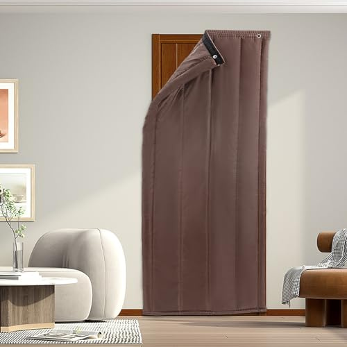 Thermal Insulated Door Curtain, Doorway Cover Screen, Privacy Curtains Doorway Curtain for Balconies, Bedrooms, Entrance Doors, Kitchens, Air-Conditioned Rooms, Patio Doors, 70*200cm (Coffee)