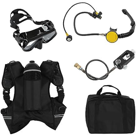 Juego de Cilindros de Oxígeno con Mini Tanque de Buceo de 2L, Chaleco de Buceo para Aventuras Submarinas, Acero Inoxidable + Silicona, Ligero y Ergonómico (Botella de oxigeno