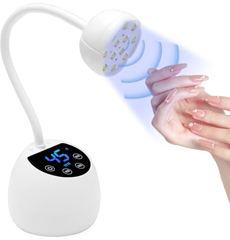 CGBE Mini UV Lampe für Nägel mit Smart Auto-Sensor und LCD Display, 12 LED-Perlen Mini-Nagellampe für Gelnägel mit 4 Modi, 36W Tragbare Kleiner Nageltrockner Geeignet für Salon und Hause