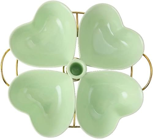 SJZZJSBX Piatto di antipasti Patatine Fritte e Padella per Salse Ristorante dell'hotel Piatto di Snack Piatto di Caramelle e Noci Frutta secca Piatto di Ceramica Insalatiera (Colore: Verde Chiaro)