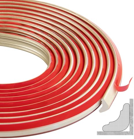 ZTVOWTO 300cm TPE Dreikant Wandleisten, Eckleiste Selbstklebend, Flexible Deckenleisten Selbstklebend für Wandkanten, Küchenarbeitsplatten, Fliesenkanten, Deckenabschlüsse(12 * 9 mm,Champagner-Gold)