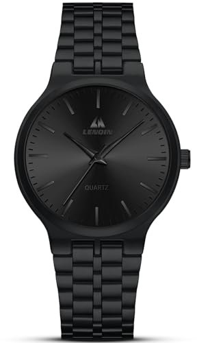LN LENQIN Reloj Hombre y Mujer de Acero Inoxidable, Cuarzo Analógico Clásico, Pulsera Impermeable Unisex