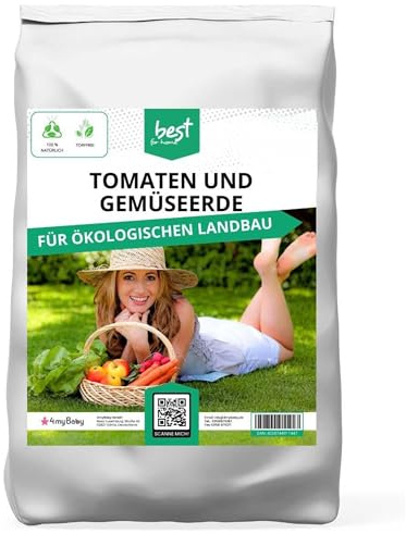 Best for Home - Gartenerde für Zimmer- und Balkonpflanzen, Gemüse, Obst und Kräuter. Bio, ideal für Blumenbeete und Kübel | Schwarzerde, Universalerde (Tomaten und Gemüseerde, 30 L)