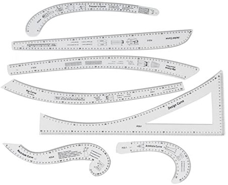 Französisches Kurvenlineal, Französisches Kurven-Nählineal, Vielseitig Einsetzbar, 7-teiliges Nählineal, Schneider-Set, Kurvenlineal-Set, Klarer Maßstab, Modem