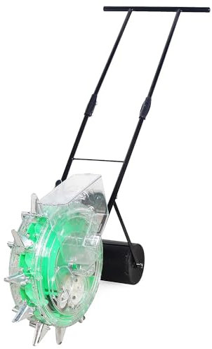 CASEGO Manual Seeder Hand-Push Seeding Machine, Peanut Corn Bean Planter Seed Spreader Walk-Behind Roller Precision Seeding (8 Nozzles)