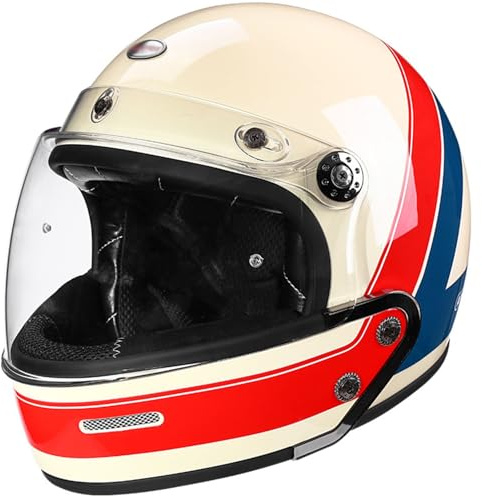 Vintage-Integral-Motorradhelm, Motorrad-Jet-Helme, DOTECE-zugelassene Retro-Integralhelme mit Sonnenblende, Motocross-Helme, Offroad-Integral-Halbhelm