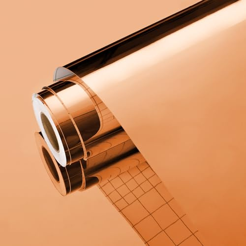 Yullpaper Papier Peint Autocollant Or Rose Rouleau Miroir Adhesif Decoratif Pour Meubles Film Autocollant Meuble Miroir Autocollant Miroir Adhésif Or Papier Peint Adhesif Mural Cuisine 40cm x 300cm