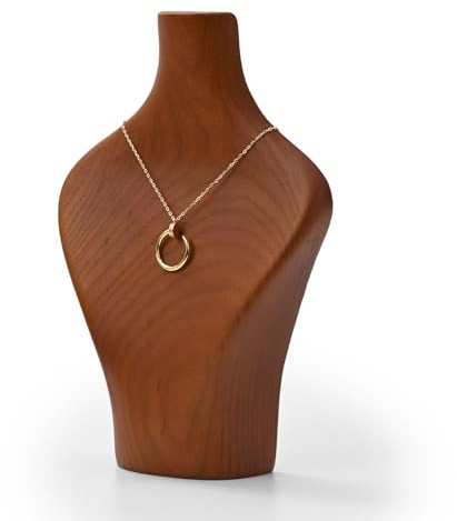 Oirlv Présentoir à Colliers En Bois Massif,Buste pour Collier,Vitrine à Bijoux, Buste, Chaîne/Mannequin (H 20,5 Cm)