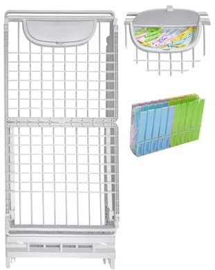 Jardin202 - Tendedero Plegable con Ruedas de Resina con 21m de Tendido Clips para Perchas y Cierre de Seguridad Incluye Cajón para Pinzas | Gris Claro