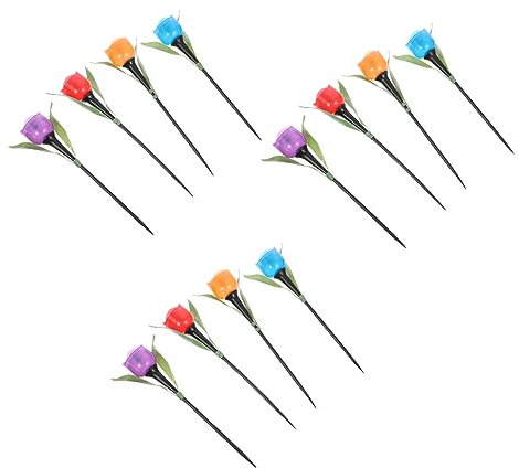 Gadpiparty Tulip Lawn Light Led Garden Lamp Solar Powered Outdoor Landscape Lighting Creative Tulip Flower Shaped Pathway Lamp for Backyard 12 Pieces Random Color
