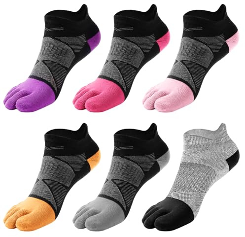 Daelesr 6 Pares Calcetines Dedos Mujer 35-42, Calcetines Tobilleros Mujer, Calcetine con Dedos Barefoot Deporte Cortos Transpirables Antideslizante (FR/ES, Números, 35, 42, Regular, Regular, Set A)