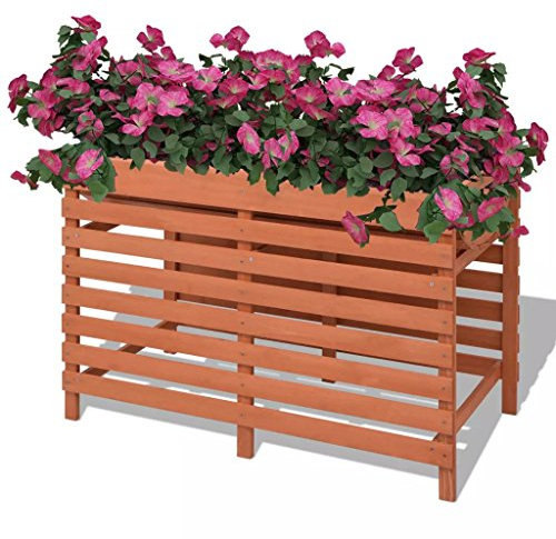 Festnight Blumenkasten Balkon Pflanzkasten Holz Pflanzkübel Außen Blumenkübel Balkonkasten Pflanzgefäß Hochbeet Pflanztopf Blumentopf Garten Terrasse Draußen 100x50x71 cm