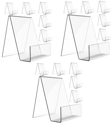 DIYEAH 3 Sätze Transparenter Ausstellungsständer Buch Ausstellungsstaffelei Schild Einzigartiger Bücherregal Ausstellungsständer Für Bücher Tischnummernhalter Dreieckiger 6 Stück * 3