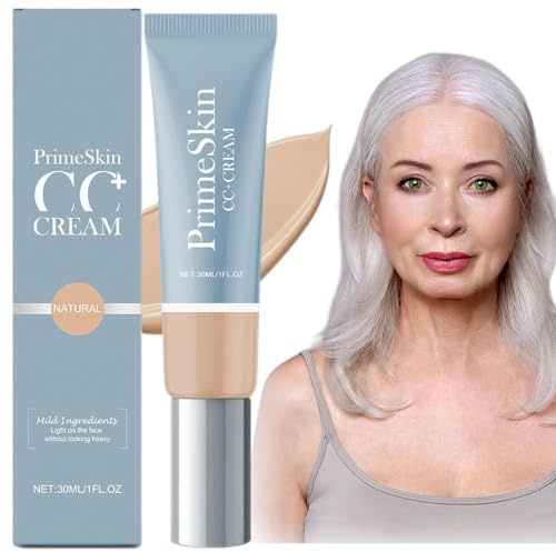 Crème CC PrimeSkin pour femmes d'âge mûr, crème correctrice de teint, fond de teint mat et couvrant, anti-cernes léger, auto-ajustable pour peaux matures
