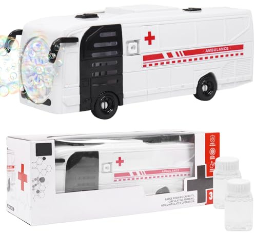 Machine à bulles pour enfants, ambulance, bâton à bulles pour enfants, entièrement automatique, bâton à bulles électrique, 6 trous, machine à bulles de savon pour enfants jouet de fête