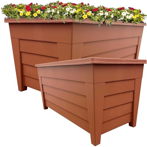 STORM TRADING GROUP 4 Terracotta Large Grosvenor Troughs Long Flower Planter For Home, Office, Balconies, Gardens, Greenhouses & Patios